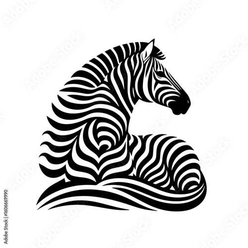 Wallpaper Mural A black and white zebra is isolated on white background Torontodigital.ca