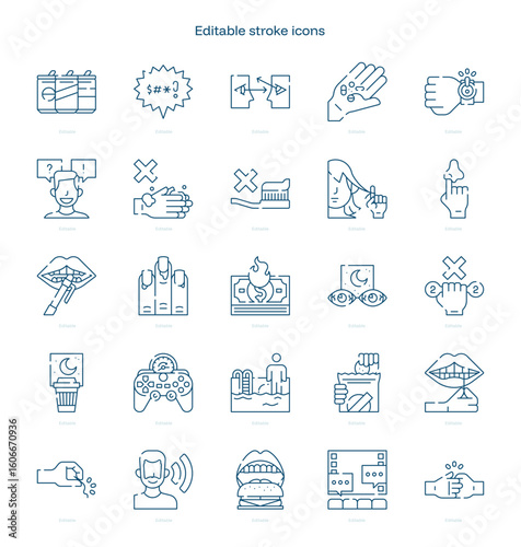 Bad Habits stroke icon. Bad Habits line icon set. editable stroke icon pack