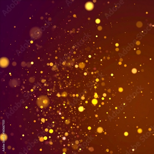 Abstract swirling golden particles on a deep maroon background