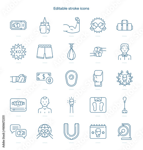 Boxing stroke icon. Boxing line icon set. editable stroke icon pack