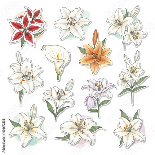 set of flowers vector