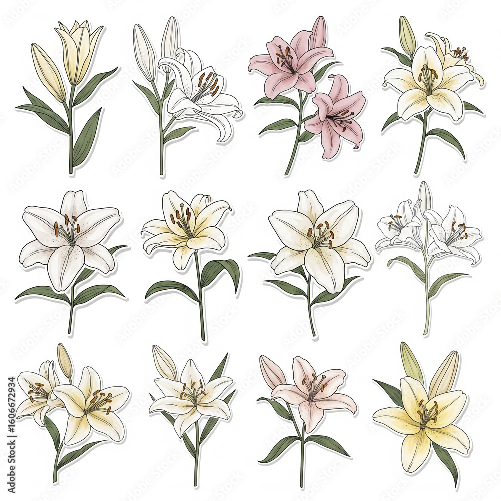 set of vector flowers set of vector flowers