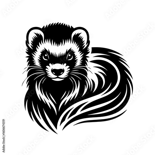 A charming ferret portrait isolated on white background