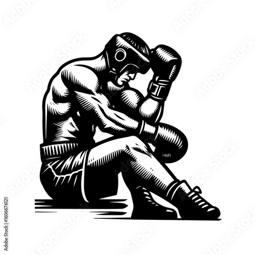 A defeated boxer illustration isolated on white background