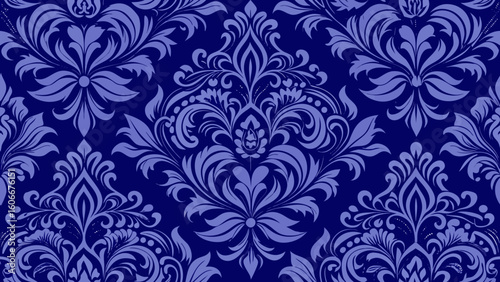 Seamless damask floral patterned dark blue colors backgrounds for decorative backdrops can be used wallpaper, pattern fills, web page, surface textures, book cover,cover, damask, drapery, elegance, 