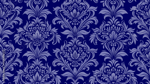 Seamless damask floral patterned dark blue colors backgrounds for decorative backdrops can be used wallpaper, pattern fills, web page, surface textures, book cover,cover, damask, drapery, elegance, 