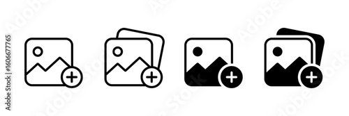 Add image icon. Add picture icon. Add photo icon. Attach new image or picture. Edit album.
