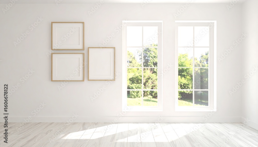 Fototapeta premium Empty room with large windows (2)