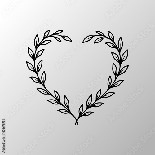 Romantic Heart Shape Made of Leaves for Wedding and Nature Designs