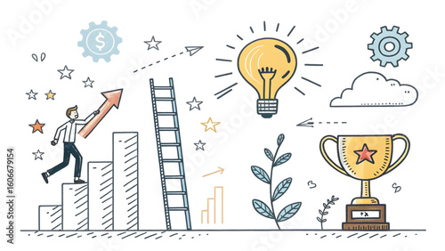 Hand-drawn vector illustration of a business graph, perfect for depicting financial success and concept diagrams