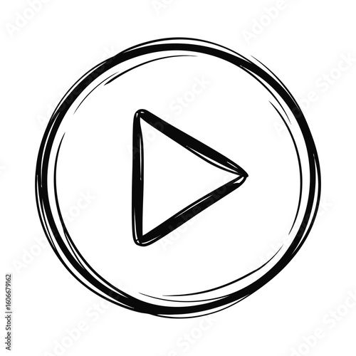 Hand-Drawn Play Button Icon - Video, Music & Media Symbol