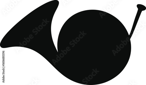 Black silhouette of a french horn musical instrument
