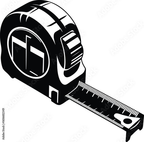 Tape Measure Silhouette Vector Illustration, Transparent Background.