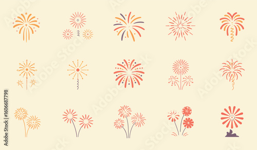 Collection of Festive Fireworks Displays Celebrating Holidays and Special Occasions