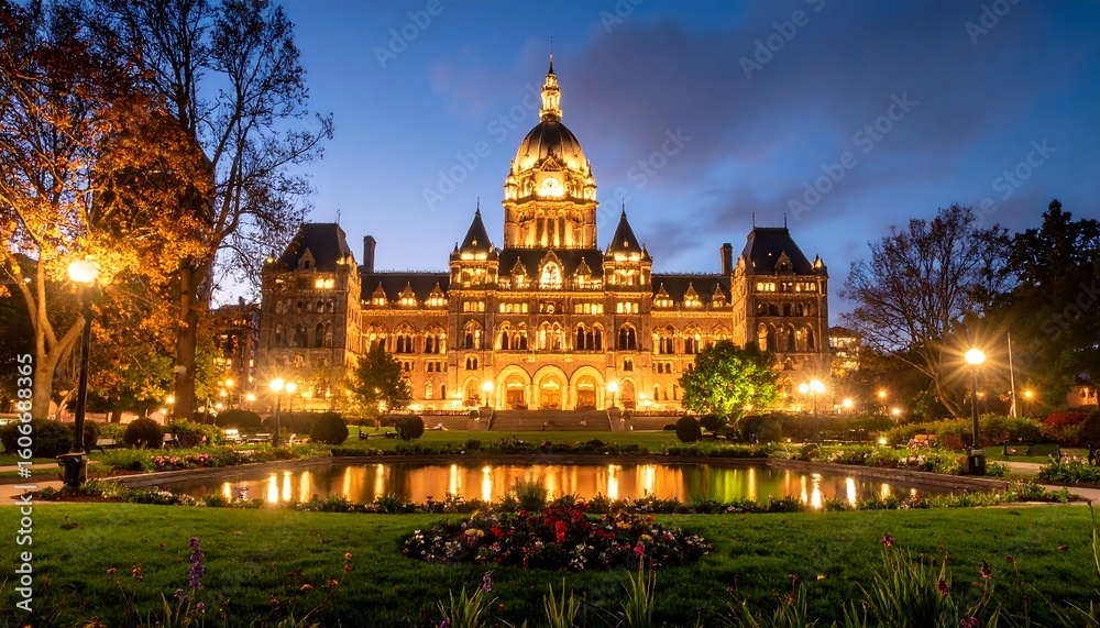 Fototapeta premium Illuminated state capitol building at twilight