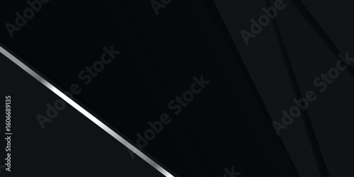 Abstract dark background with overlapping geometric shapes. Black paper cut theme vector background.