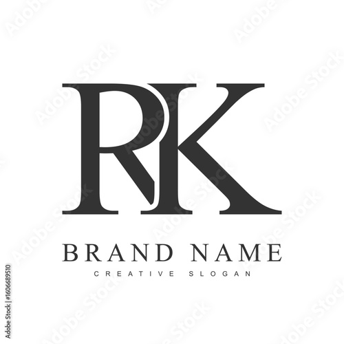 RK trendy logotype template. Initial letter r and k classic font style. Creative logo for company name or identity.