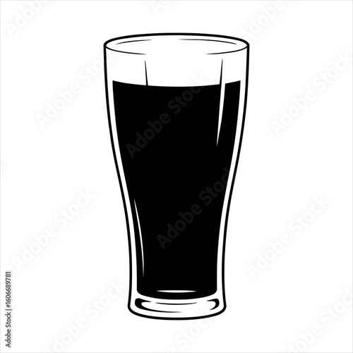 Tall glass filled with dark liquid drink beverage