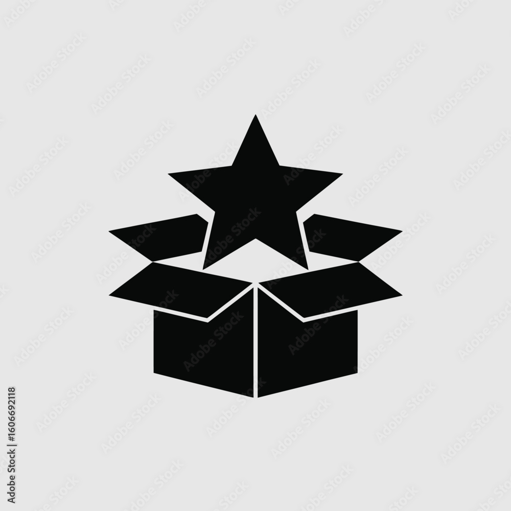 custom made wallpaper toronto digitalBlack star emerging from open cardboard box icon