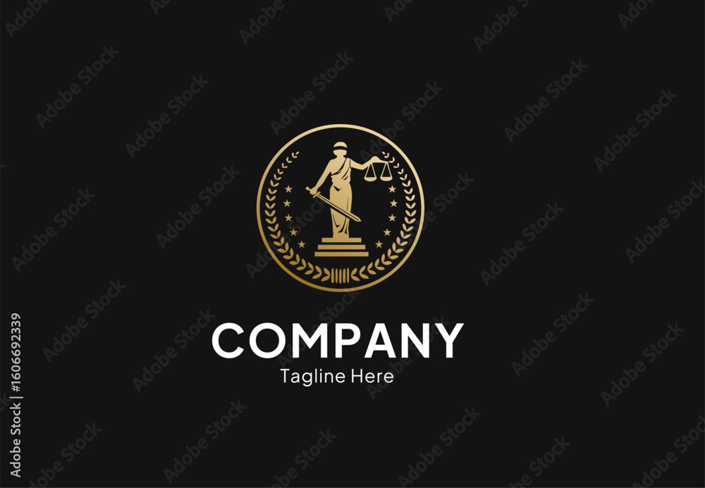Naklejka premium Lady Justice Scales Sword Law Logo Design