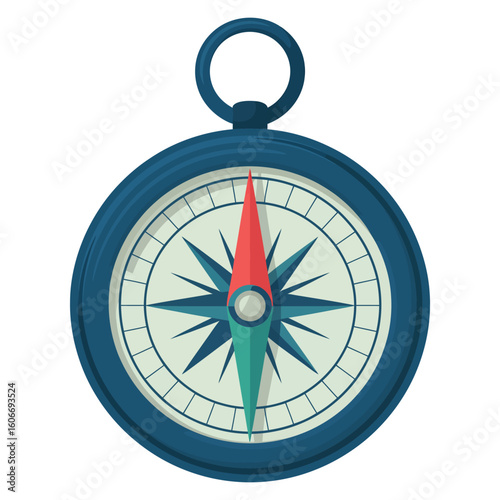 Classic blue compass with red and green needle
