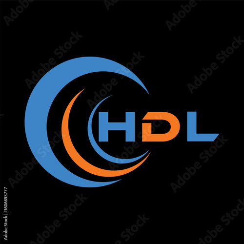 HDL letter design. HDL letter technology logo design on a Black background. HDL Monogram logo design for an entrepreneur and business