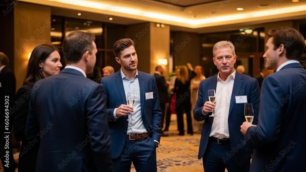 custom made wallpaper toronto digitalBusiness professionals networking and socializing at a formal corporate event or reception, holding drinks and engaging in conversation in an upsca...