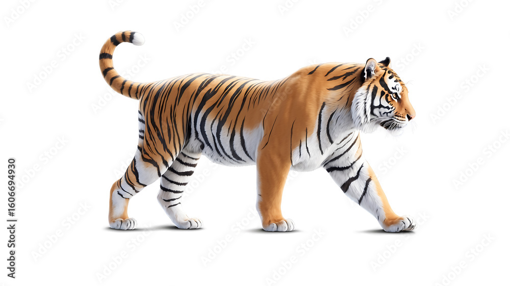 Fototapeta premium Illustration of tiger walking isolated on transparent background