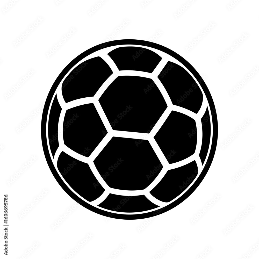 Fototapeta premium Soccer ball icon on transparent background black silhouette