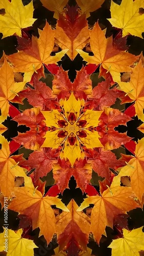 Vibrant Autumn Leaves Creating a Kaleidoscope Pattern