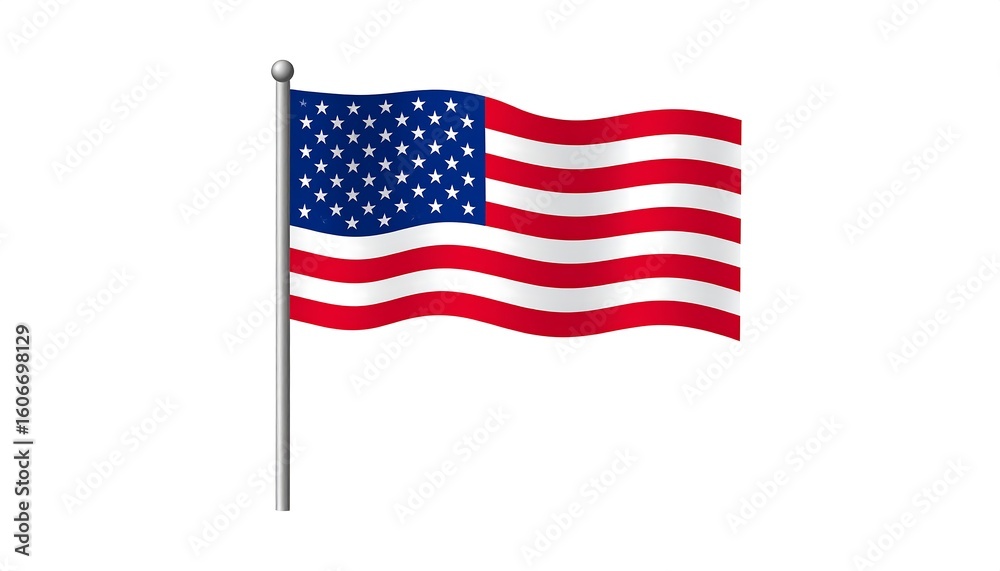 Fototapeta premium Waving American flag on a pole