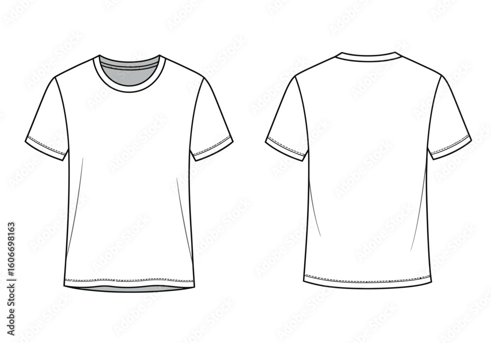 Naklejka premium Black T-Shirt Front and Back Template – Flat Vector Illustration