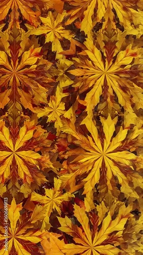 Vibrant autumn leaves creating a kaleidoscopic pattern