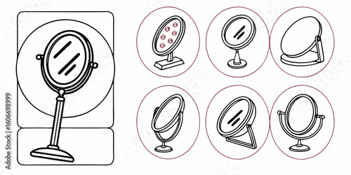 Collection of various makeup and vanity mirrors