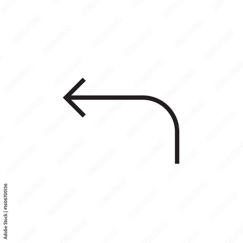 Fototapeta premium turn left arrow icon outline editable stroke line drawing eps