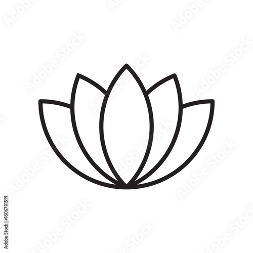 lotus flower icon outline editable stroke line drawing eps
