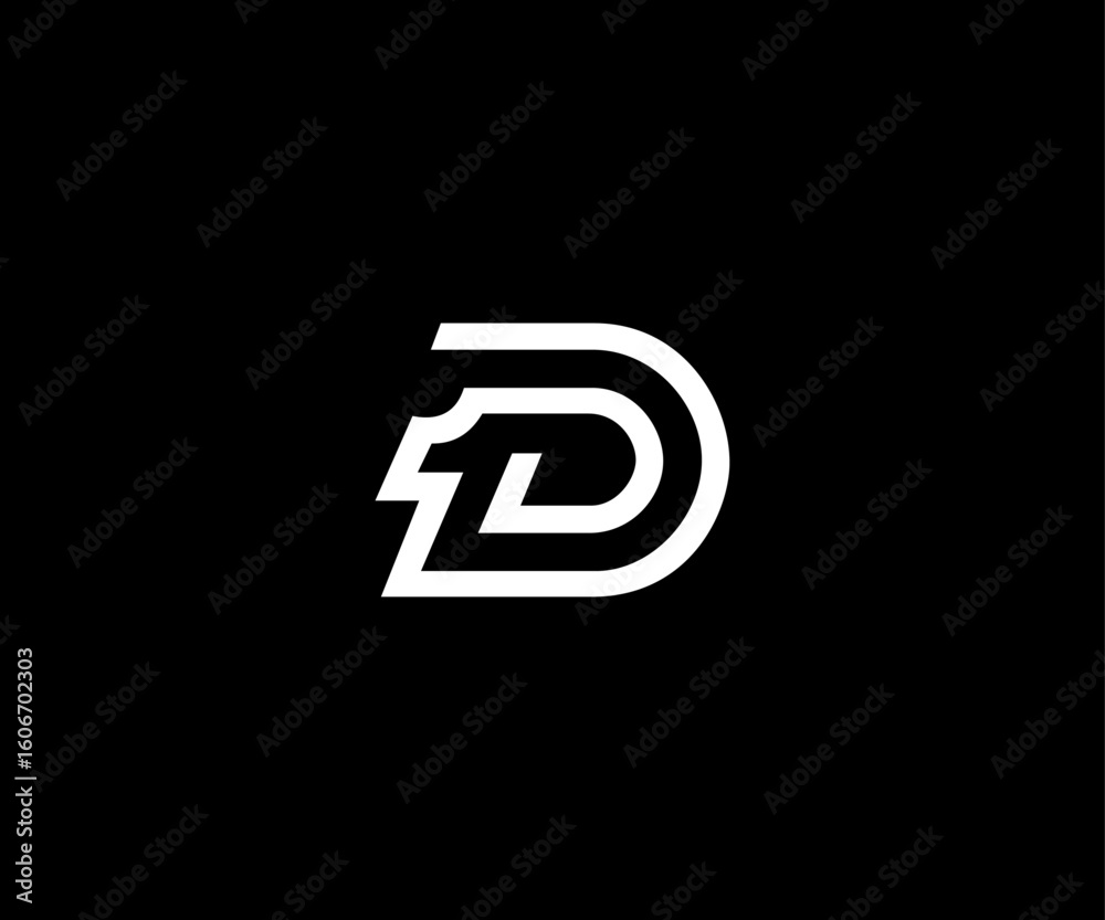 Obraz premium letter D 1D D1 minimal clean logo