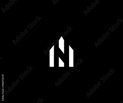 letter n home up arrow minimal clean logo