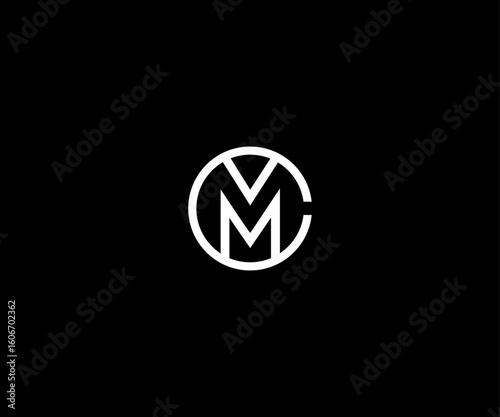 letter m mc circle minimal clean logo