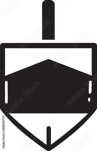 Traditional Dreidel Silhouette Vector | Black Jewish Holiday Icon