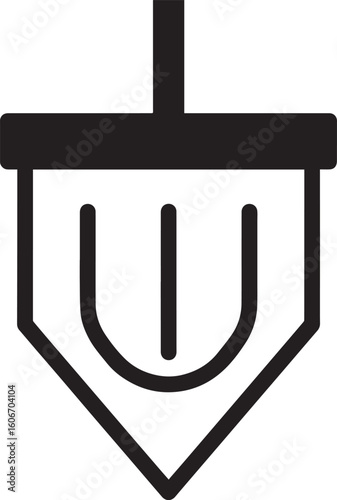 Traditional Dreidel Silhouette Vector | Black Jewish Holiday Icon