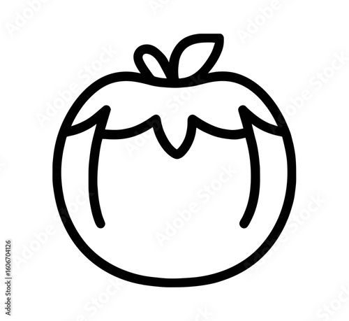A stylized tomato outline delivers a fresh and modern design element, ideal for food blogs, restaurant branding, or agricultural themed graphics.