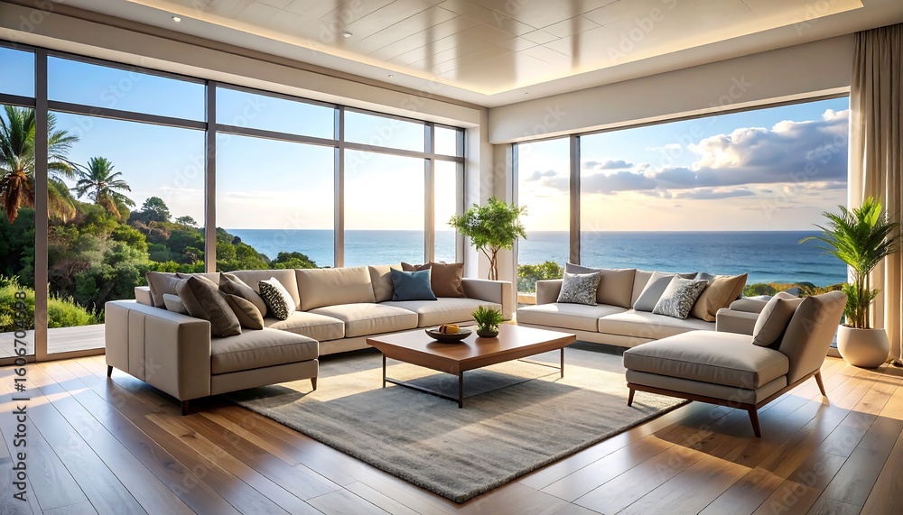 Fototapeta premium Modern Coastal Living Room