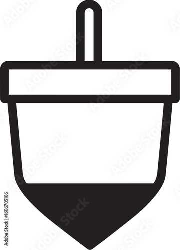 Traditional Dreidel Silhouette Vector | Black Jewish Holiday Icon