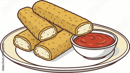 Delicious mozzarella sticks with marinara sauce appetizer snack food fried cheese sticks party food recipe