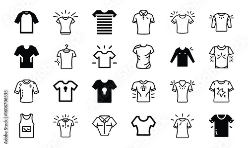  A Comprehensive Collection of T-Shirt and Apparel Icons: Diverse Styles, Designs, and Clothing Types for Fashion, E-commerce, and Design Projects