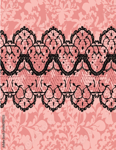silk patten fabric black lace pattern