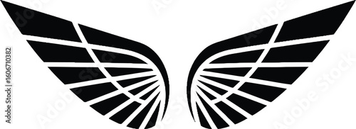 Abstract Black and White Geometric Wings: Powerful, Elegant, and Symbolic Design Element.