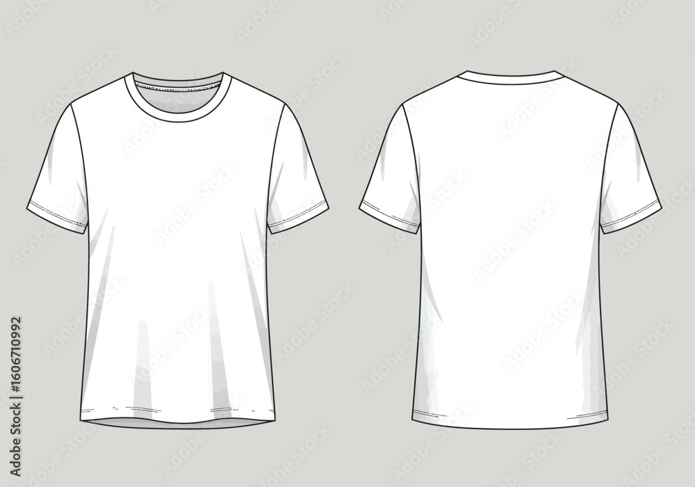 Naklejka premium White T-Shirt Template Front and Back – Flat Vector