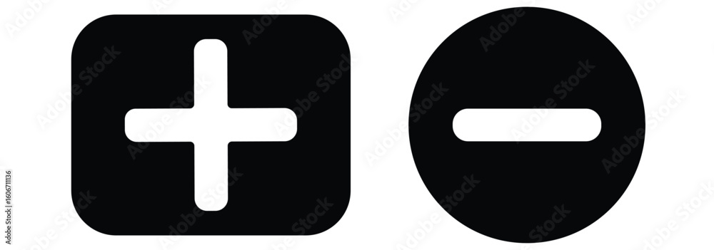 Obraz premium Plus minus circular element icon vector illustration. Add and remove round button icons